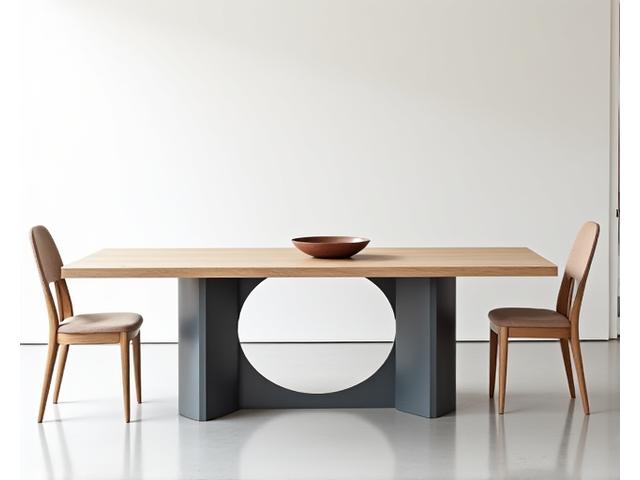 Table de salle à manger sur mesure en bois clair et métal