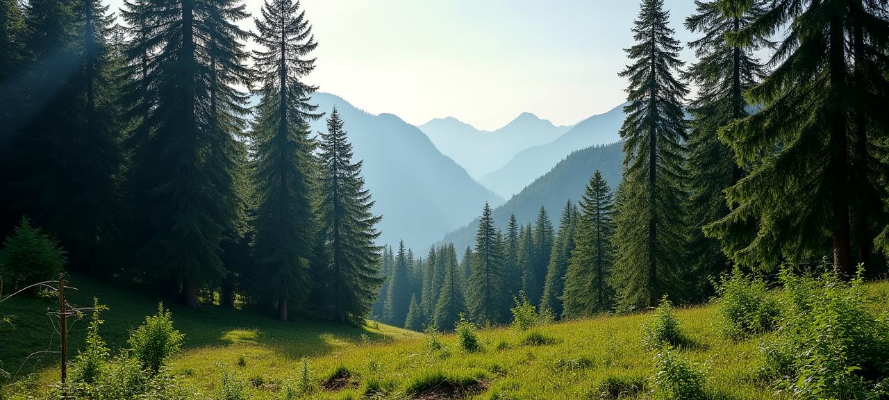 Ein nachhaltig bewirtschafteter Wald in den Schweizer Alpen